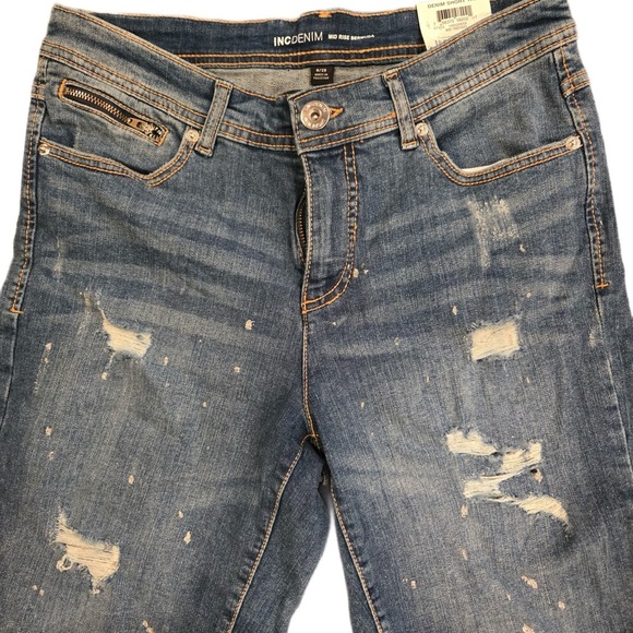INC Distressed High Waisted Denim Shorts NWT Size 8 - Picture 2 of 5